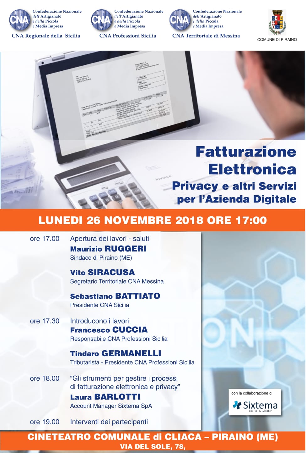 Fatturazione Elettronica e Privacy: la CNA organizza seminario informativo nel messinese